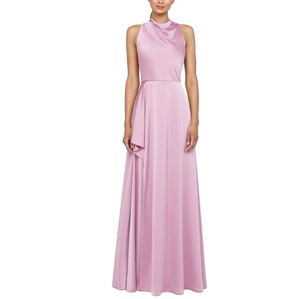 Theia Womens Amara Cowl Drape Gown, Purple